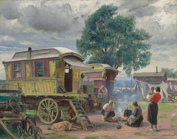 Image of the painting Gypsies caravans (oil on canvas), Laura Knight, (1877-1970) / Private Collection / Photo © Christie's Images / Bridgeman Images
