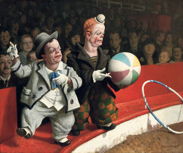Image of the painting Laugh Clown Laugh, 1929 (oil on canvas), Laura Knight, (1877-1970) / Private Collection / Photo © Christie's Images / Bridgeman Images
