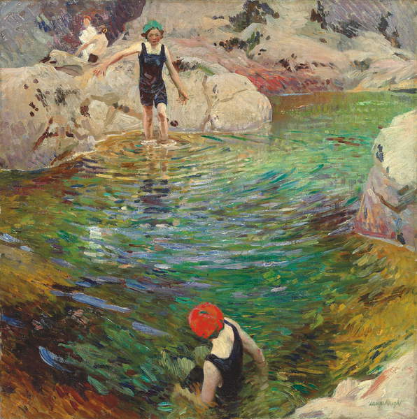 Image of Bathing, c.1912 (oil on canvas), Laura Knight, (1877-1970) / Private Collection / Photo © Christie's Images / Bridgeman Images