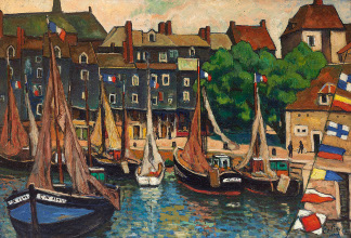 The Port of Honfleur (oil on canvas), Emile Colinus, (1884-1966) / Private Collection / © Chester Collections / Lucas Olivet, Geneva