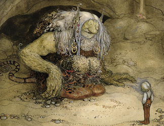 SNM185781 The Troll and the Boy (w/c on paper) by Bauer, John (1882-1918)/ Nationalmuseum