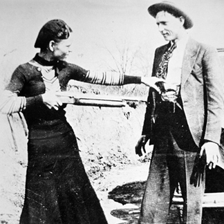 PNP252335 Bonnie and Clyde, 1934 (b/w photo)</BR>Peter Newark American Pictures