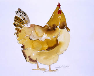 AFX 403619 Golden Hen (w/c on paper) by Annabel Fairfax