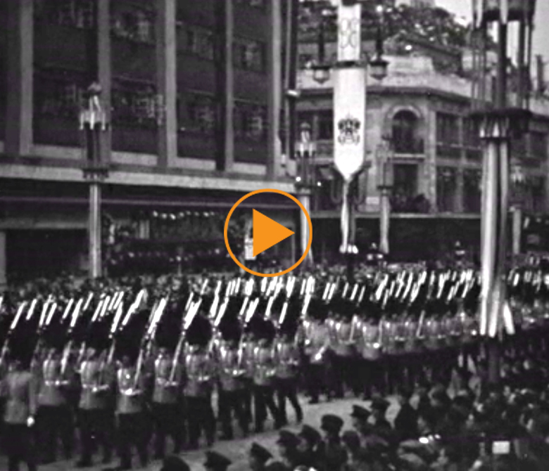 Military parade on day of King George VI's coronation, 12th may 1937 / Devitt Films / Bridgeman Footage