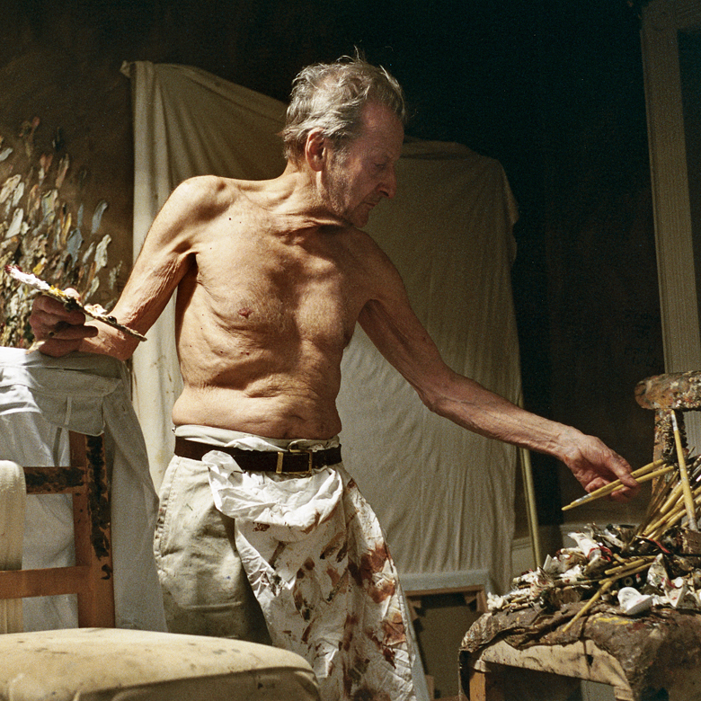 Working at Night, 2005 (photo) by David Dawson/ Private Collection (studio assistant to Lucian Freud)