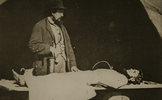 STC355135 Embalming Surgeon at Work, 1861-65 (b/w photo) by Mathew Brady & Studio/ The Stapleton Collection