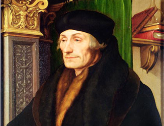 BAL5531 Portrait of Erasmus (1466/9-1536) 1523 (oil and egg tempera on panel) by Hans the Younger Holbein (1497/8-1543) Private Collection