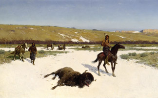 CIN403048 The Last of the Herd, 1906 (oil on canvas) by Henry Francois Farny/ Cincinnati Art Museum, Ohio, USA