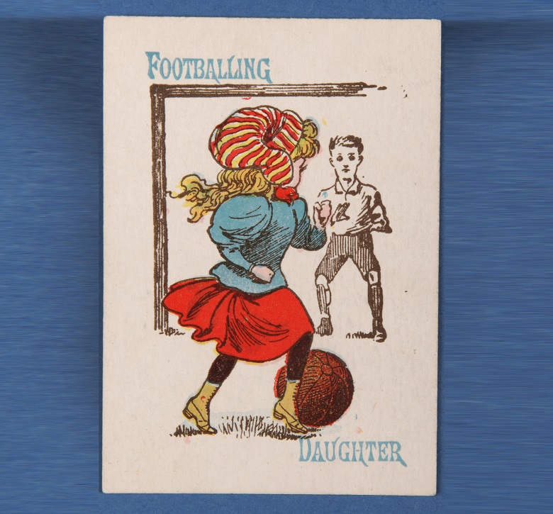'Footballing Daughter', from the Happy Families card game, c.1890-1900 (colour litho), English School
