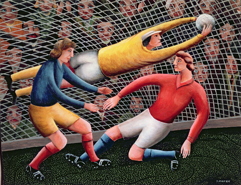 It's a Great Save, Jerzy Marek (1925-2014) / Private Collection / Bridgeman Images