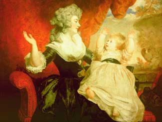 Georgiana, Duchess of Devonshire with her infant daughter Lady Georgiana Cavendish by Sir Joshua Reynolds (1723-92) Chatsworth House, Derbyshire, UK © Devonshire Collection