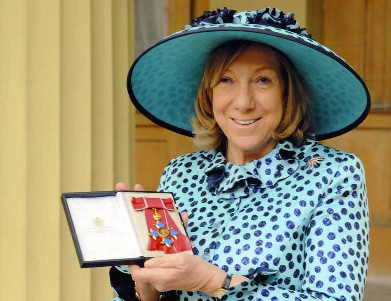 Harriet Bridgeman with her CBE medal, Buckingham Palace, March 4 2014. 