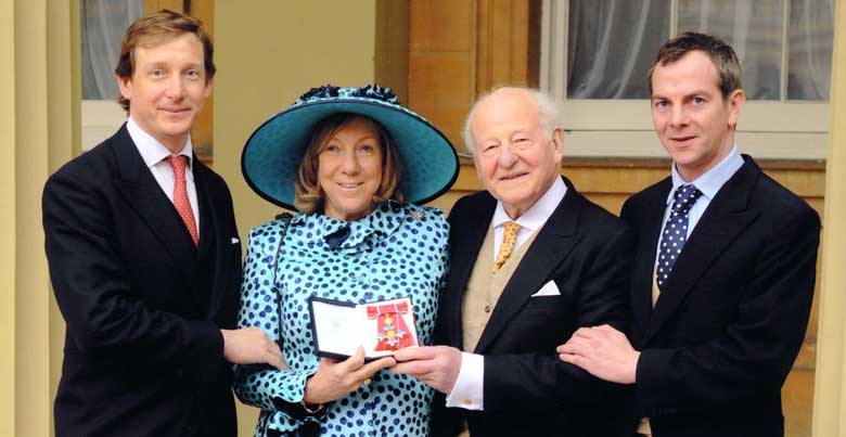 Harriet Bridgeman, her husband Robin and their sons Luke and Esmond at the Investiture ceremony, Buckingham Palace, March 4 2014. 
