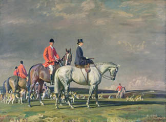 H.R.H. Princess Mary, the Princess Royal, on Portumna and Henry Lascelles, 6th Earl of Harewood, Master of the Bramham Moor Hunt, on Tommy (oil on canvas), Sir Alfred Munnings (1878-1959) / © Harewood House Trust