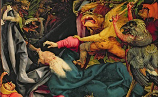 image of the Detail of the Temptation of St. Anthony, from the Isenheim Altarpiece, c. 1512-16 (oil on panel) by Matthias Grunewald/ Musee d'Unterlinden, Colmar, France