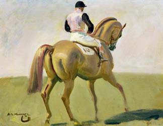 The Pink Jockey (oil on panel), Munnings, Sir Alfred (1878-1959) / Yale Center for British Art, Paul Mellon Collection, USA