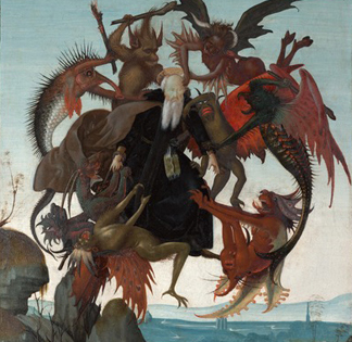 The Torment of Saint Anthony (detail) c. 1487-88 (tempera and oil on panel) by Michelangelo Buonarotti / Kimbell Art Museum