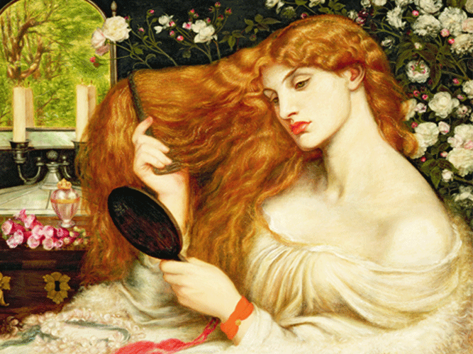 'Lady Lilith', (detail) 1868 by Dante C.G. Rossetti (1828-82) / Delaware Art Museum, Wilmington, USA / Samuel & Mary R. Bancroft Memorial 