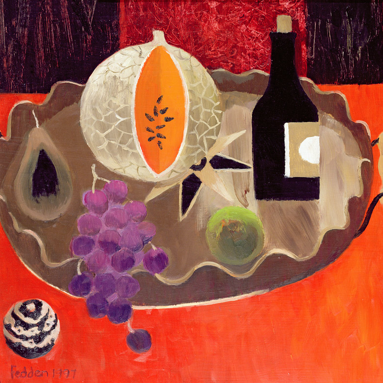 The Inlaid Tray, 1997 (oil on board) by Mary Fedden (1915-2012) / © Panter and Hall Fine Art Gallery