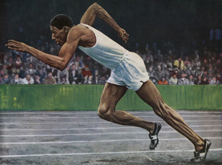 Arthur Wint of Jamaica winning the Gold Medal for the 400m race at the 1948 London Olympic Games/ Private Collection