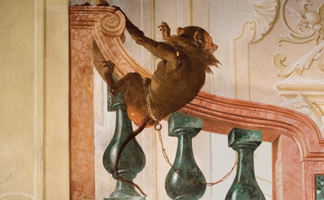 LSA363884 Detail of Monkey, from the Room of Carnival Scenes in the Foresteria, 1757 (fresco)/ Luca Sassi