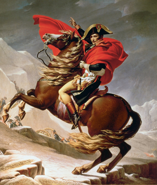 Napoleon Crossing the Alps, c.1800 (oil on canvas) by Jacques Louis David/ Schloss Charlottenburg, Berlin