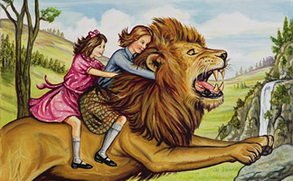 JTB241969 Aslan's Great Journey, 2005 (oil on canvas) by Jonathan Barry (Contemporary Artist)