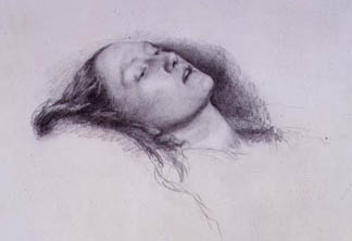 Elizabeth Siddal: Study for 'Ophelia', 1852 (pencil on paper) by Sir J.E.Millais / © Birmingham Museums and Art Gallery