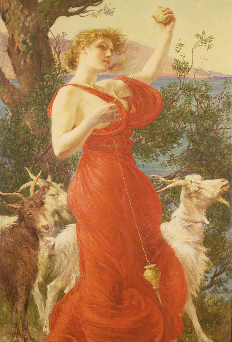 image of the painting titled  The Goat Girl / Edith Ridley Corbet / Hamilton Gallery / Bridgeman Images 
