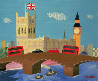 WC34797 The Houses of Parliament (collage) by  William Cooper (Contemporary Artist)