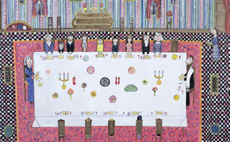 DH98593 Passover Meal, 1997 (oil on canvas) by Dora Holzhandler (Contemporary Artist)/ Private Collection