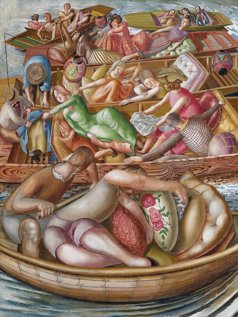 Christ Preaching at Cookham Regatta: Conversation Between Punts, 1955 (oil on canvas), Stanley Spencer (1891-1959) / Private Collection