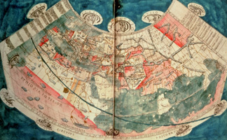 Map of the World based on a description by Ptolemaeus (w/c) by Ptolemy of Alexandria/ British Library, London, UK