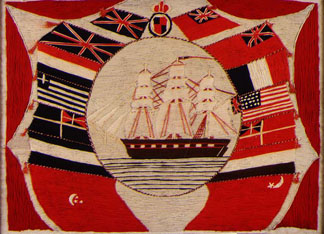Ship and Flags, by William Sandle (woolwork) Private Collection/ © Crane Kalman, London