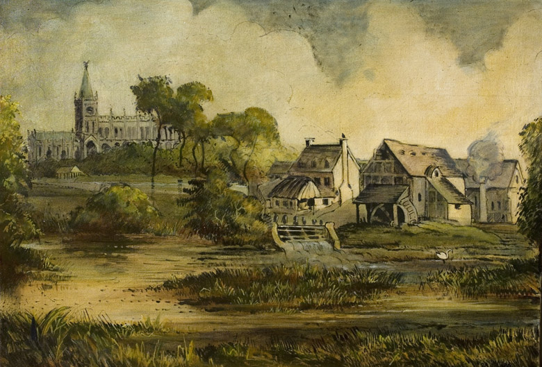 View of Stratford-upon-Avon, Warwickshire (oil on canvas), English School 