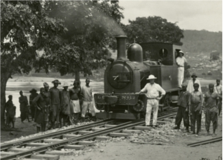 No. 12 Locomotive in steam at Ghana, Lagos Railway, 18th June 1909 © British Empire and Commonwealth Museum, UK