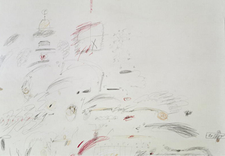 Untitled, 1961 (pencil, crayon and oil on paper) by Cy Twombly/ Private Collection