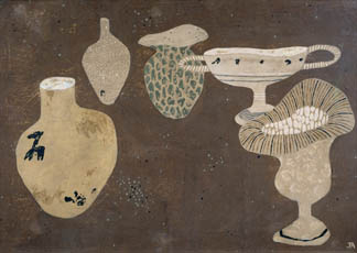 Vases, 1937 (tempera on gesso on board) by John Armstrong