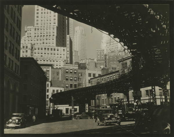 Elevated train, looking east on South Street, New York, USA, c.1920-38 (gelatin silver photo), Irving Browning, (1895-1961) / Collection of the New-York Historical Society, USA / © New York Historical Society / Bridgeman Images